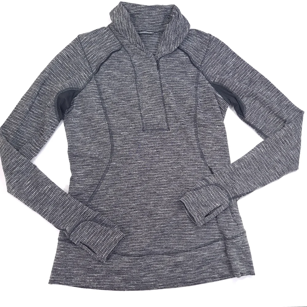 Lululemon Think Fast Women’s Pullover Heathered Black White Coco Pique - Size 10 - Picture 6 of 16
